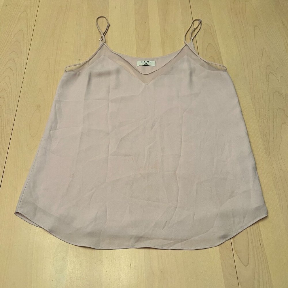 Aritzia Babaton Womens Pink V Neck Everly Camisole Tank Slip Top